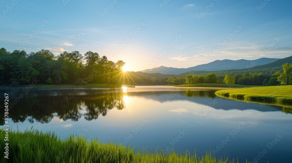 Beautiful landscape photograph of a serene nature scene during golden hour. Beautiful landscape photograph of a serene nature scene during golden hour.