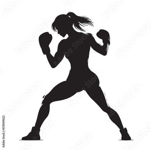 silhouette of a boxing woman