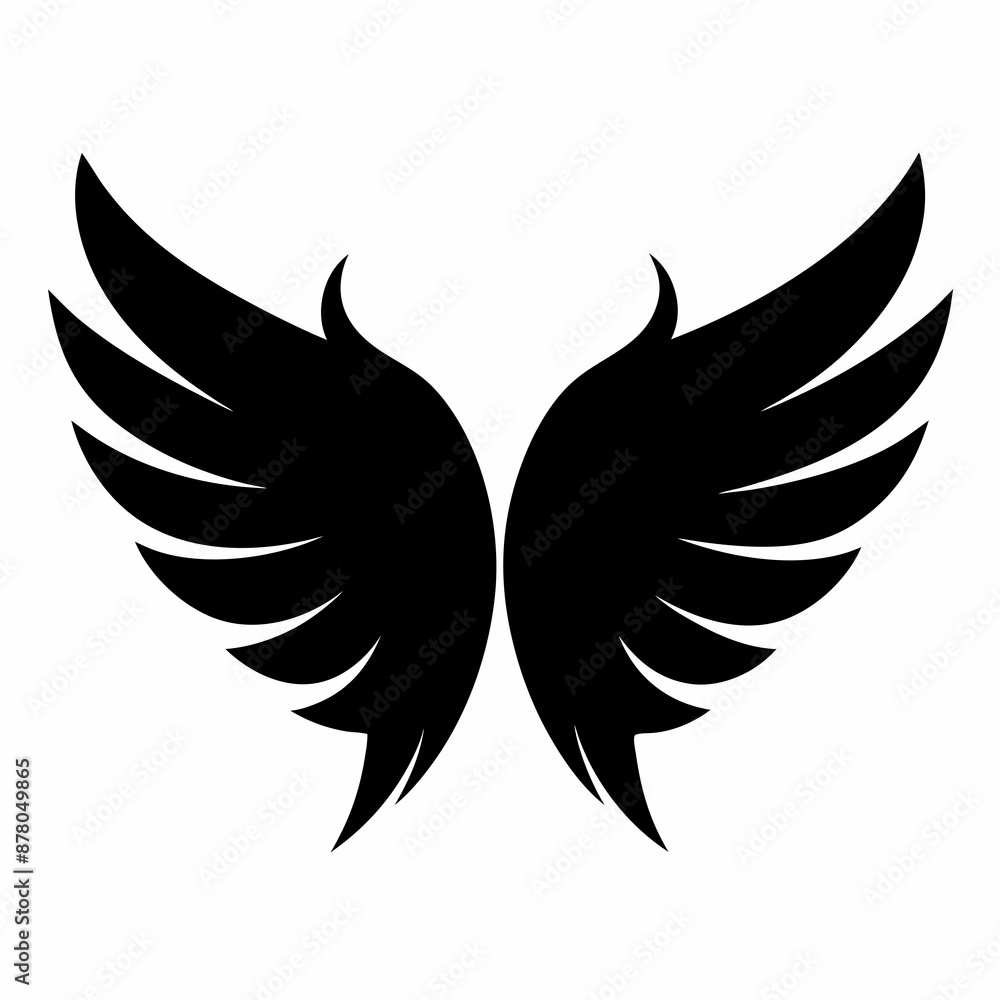 Wings icon, wing silhouette vector Wings icon, wing silhouette vector