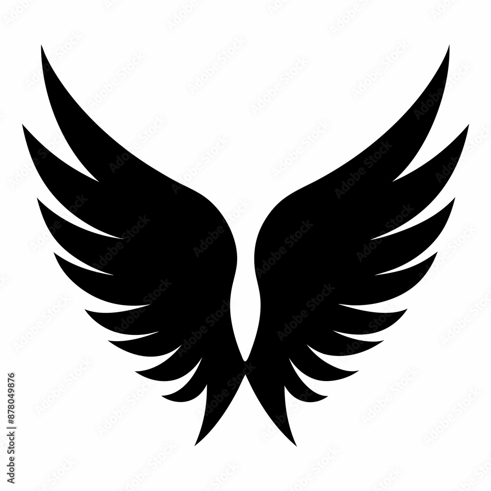 Fototapeta premium Wings icon, wing silhouette vector