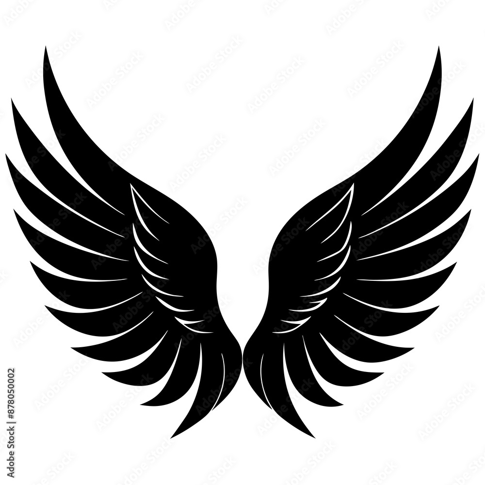 Wings icon, wing silhouette vector Wings icon, wing silhouette vector