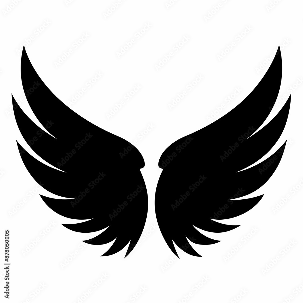 Obraz premium Wings icon, wing silhouette vector