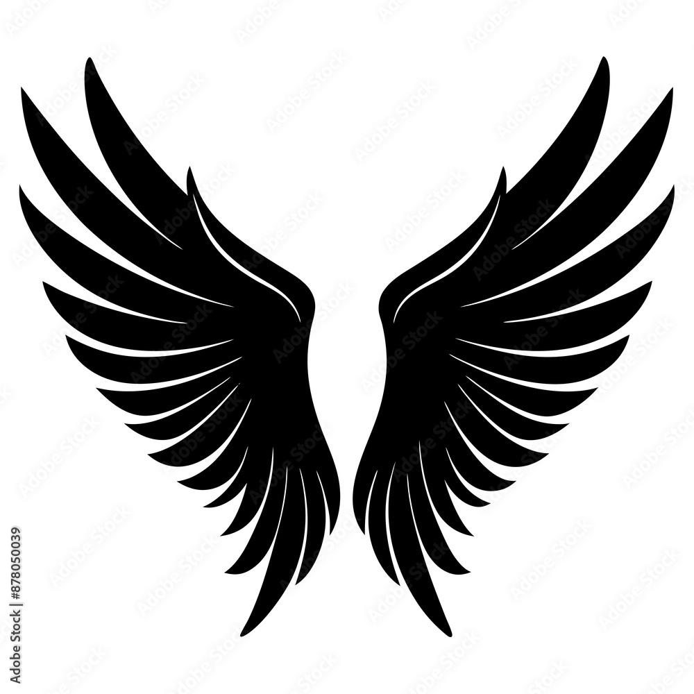 Wings icon, wing silhouette vector Wings icon, wing silhouette vector