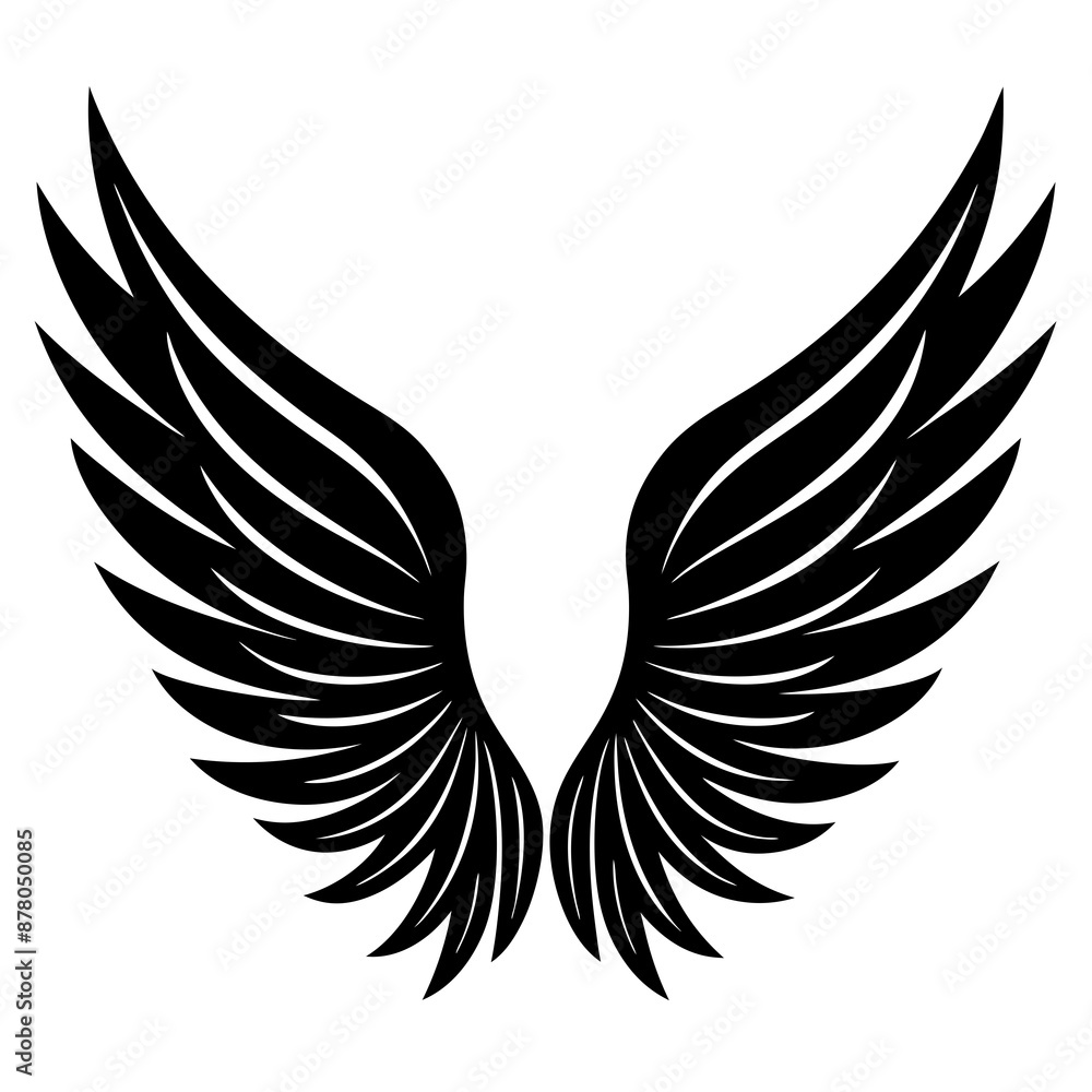 Obraz premium Wings icon, wing silhouette vector