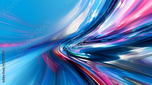 High-speed, abstract modern movement. vibrant, dynamic action against a blue backdrop. Sport movement pattern for background design of banners or posters