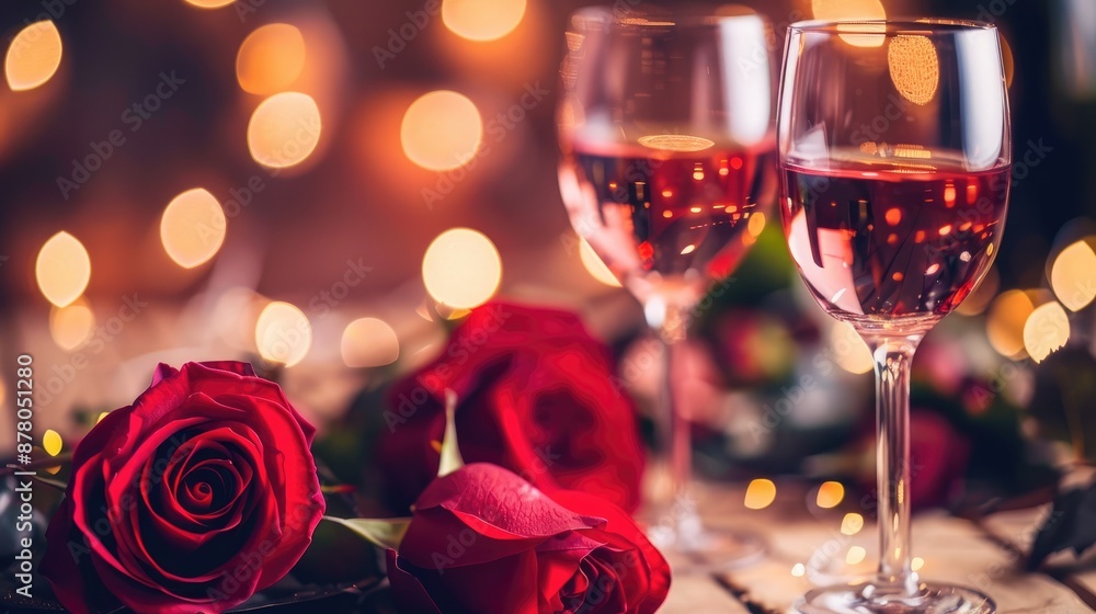 Valentine s Day with roses and wine Valentine s Day with roses and wine