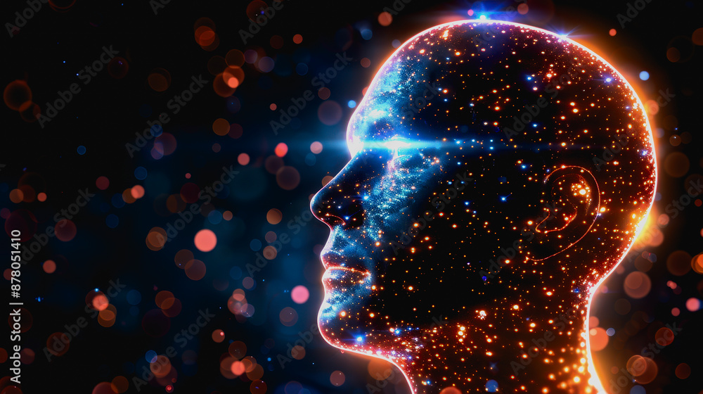 Advanced AI with bright neon lights and digital particles Advanced AI with bright neon lights and digital particles