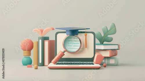 3d vector icon of online learning website