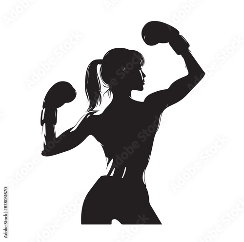 silhouette of a boxing woman