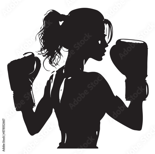 silhouette of a boxing woman