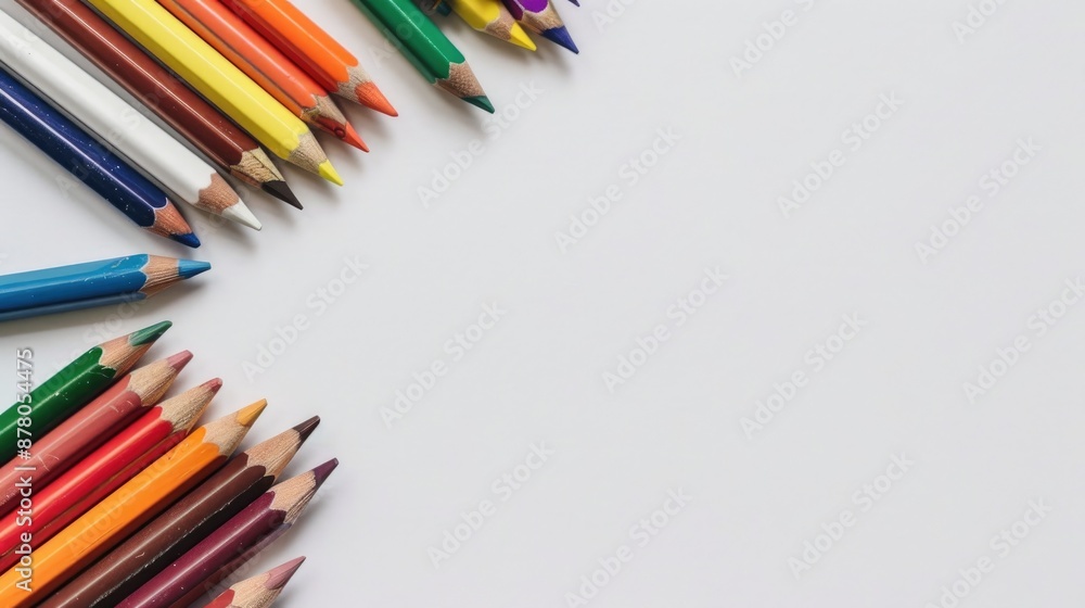 White surface with colored pencils White surface with colored pencils