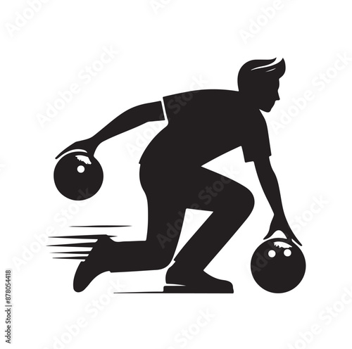 Bowling sports player silhouette vector