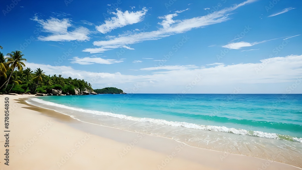 Sunny beach with palm trees Sunny beach with palm trees