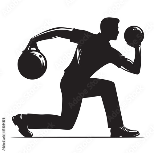 Bowling sports player silhouette vector