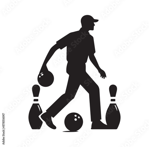 Bowling sports player silhouette vector