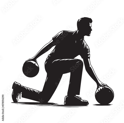 Bowling sports player silhouette vector