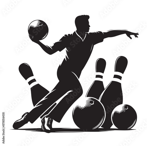 Bowling sports player silhouette vector