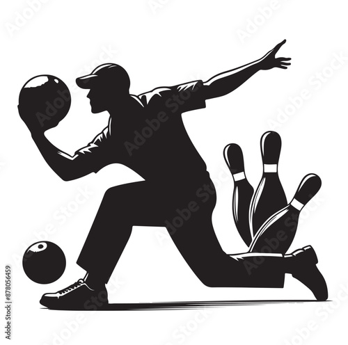 Bowling sports player silhouette vector