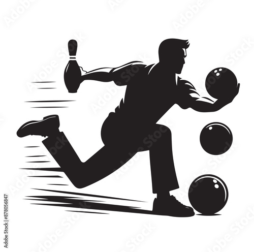 Bowling sports player silhouette vector