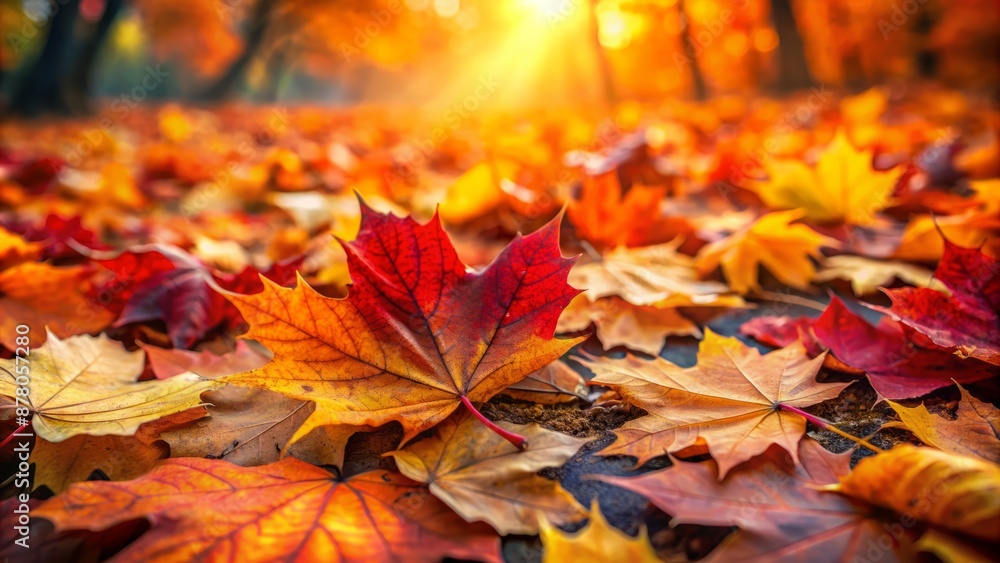 Vibrant orange, yellow, red, and brown autumn leaves scattered across a serene, natural, high-resolution, 4k bed of multicolored foliage. Vibrant orange, yellow, red, and brown autumn leaves scattered across a serene, natural, high-resolution, 4k bed of multicolored foliage.