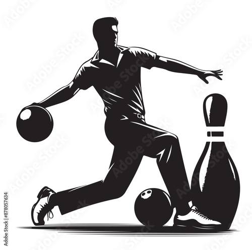 Bowling sports player silhouette vector