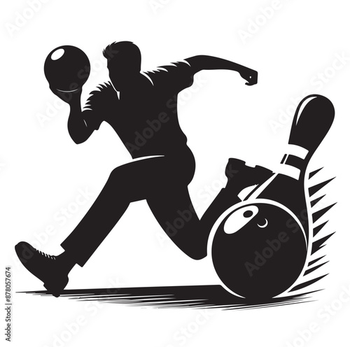 Bowling sports player silhouette vector