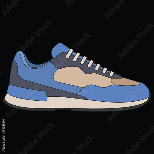 Vector sneakers shoes for training, sneakers shoe vector illustration. Sneakers color full.