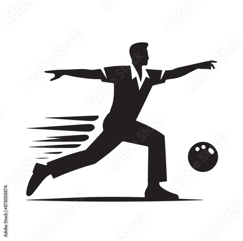 Bowling sports player silhouette vector