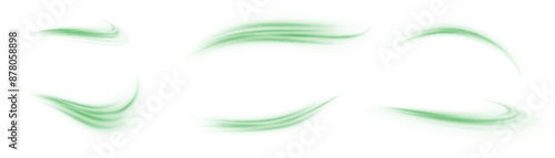 Green bright wind lines bright green twirl on a white background. Colorful effect for pharmaceutical perfume design Web design and illustration