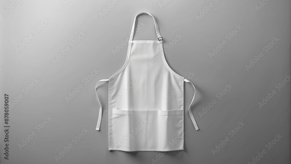 Clean white apron mock-up isolated on soft gray background, empty ...