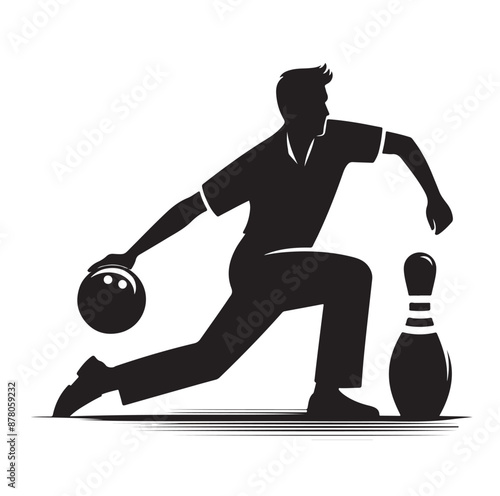 Bowling sports player silhouette vector