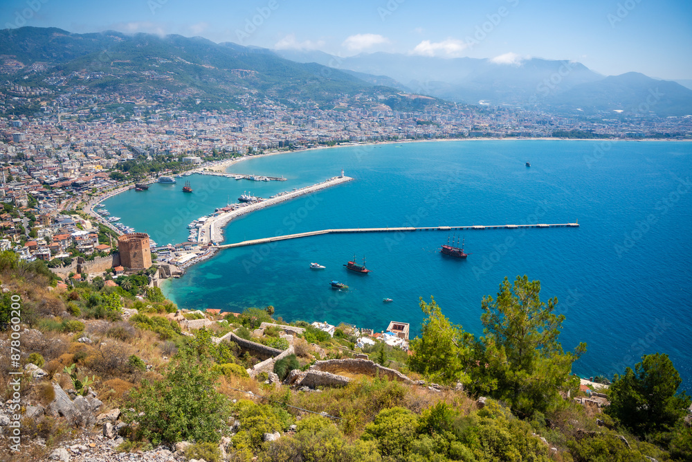 Panoramic view of the harbor of Alanya on a beautiful summer day, Turkey Panoramic view of the harbor of Alanya on a beautiful summer day, Turkey