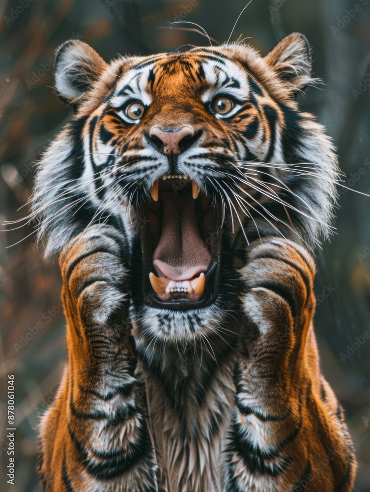 Fototapeta premium Very surprised tiger with open mouth