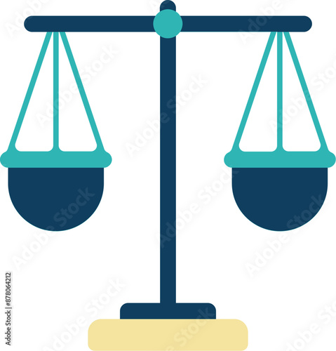 Balance Scale Icon in Blue and Yellow Color.