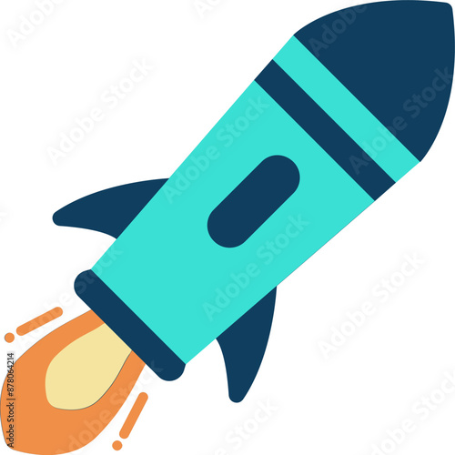 Rocket Icon or Symbol in Flat Style.