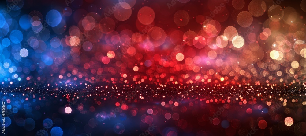 Abstract Red White and Blue Glitter Background with Bokeh Lights Abstract Red White and Blue Glitter Background with Bokeh Lights