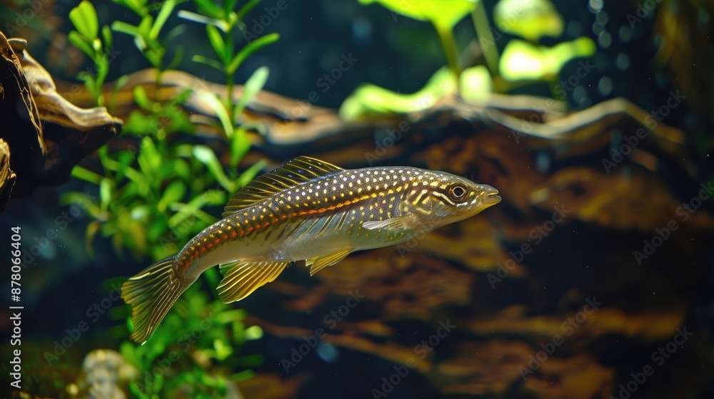 Fototapeta premium Aquarium fish known as Channa micropeltes