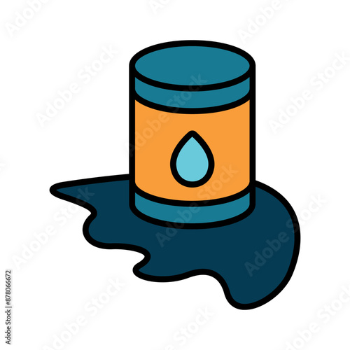 Oil spill line icon. Container, liquid, environmental hazard, pollution, leakage, petroleum, chemical waste, toxic spill, industry, eco disaster, water pollution, hazardous material, spill, accident