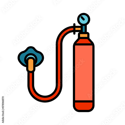 Oxygen tank line icon. Medical equipment, respiratory aid, gas cylinder, emergency, healthcare, oxygen supply, breathing apparatus, hospital, patient care, oxygen therapy, respiratory support, tank