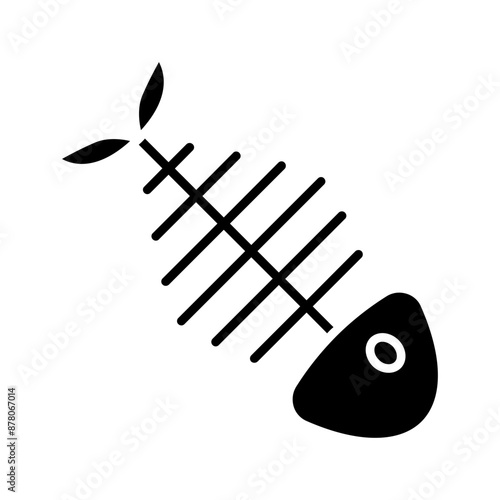 Fish skeleton line icon. Marine life, fish bones, environmental impact, waste, pollution, aquatic life, dead fish, marine ecosystem, ocean, decomposition, fish, skeleton, bones, environmental