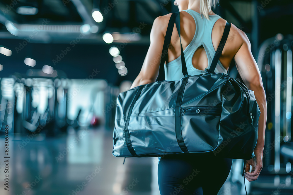 Fototapeta premium Teen athlete carrying gym bag for workout