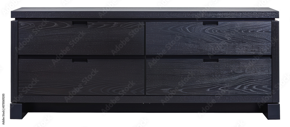 Black wooden dresser with four drawers, cut out - stock png. Black wooden dresser with four drawers, cut out - stock png.