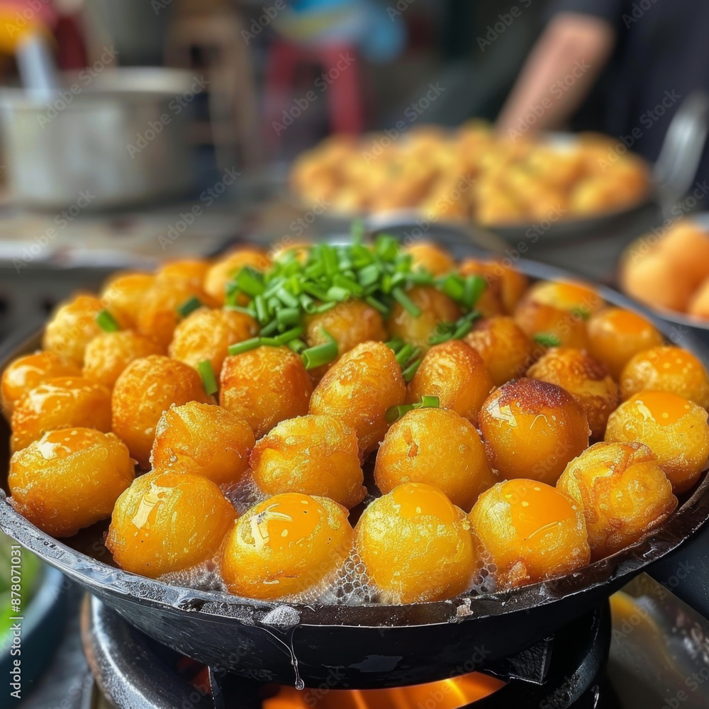Deep fried quail egg snack, generative ai Deep fried quail egg snack, generative ai