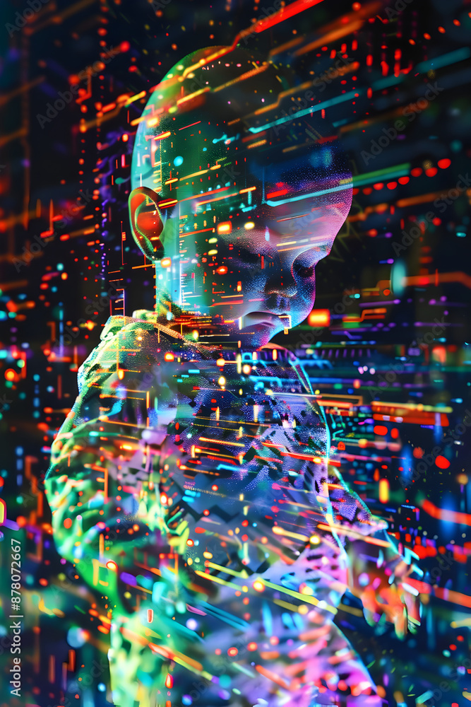 a Baby in a glitched and distorted portrait. a Baby in a glitched and distorted portrait.