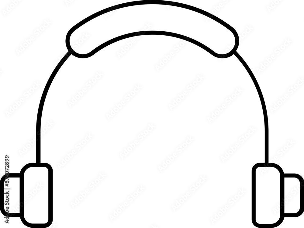 Headphone Icon in Black Line Art. Headphone Icon in Black Line Art.