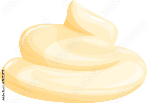 Smooth and creamy mayonnaise spreading on white background, perfect for food and condiment visuals