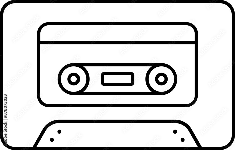 Flat style cassette tape icon in black outline. Flat style cassette tape icon in black outline.