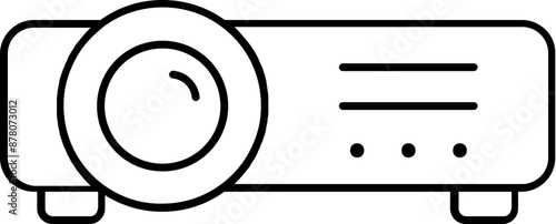 Flat style video projector icon in black outline.