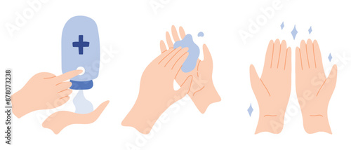 Clean your hands with alcohol gel. Killing virus. Hands used for touching will transmit the virus. Corona virus concept. washing hands with antibacterial hand sanitizer, sanitizer gel symbol