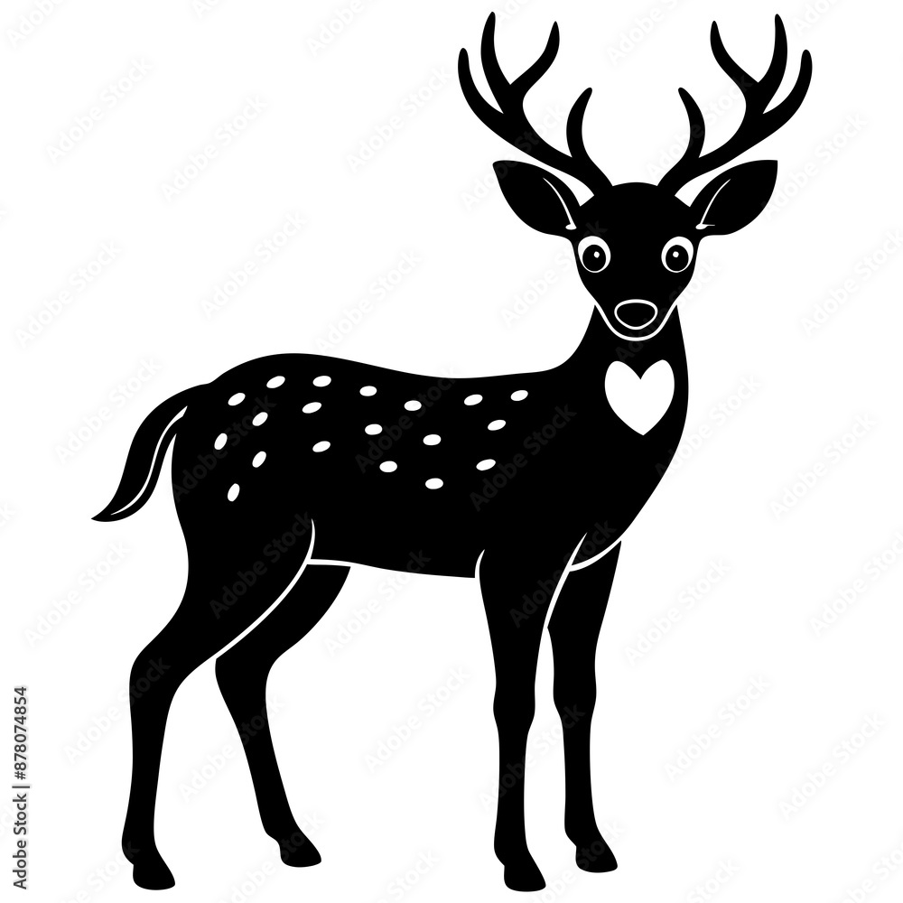 Fototapeta premium Deer silhouette vector illustration style. 